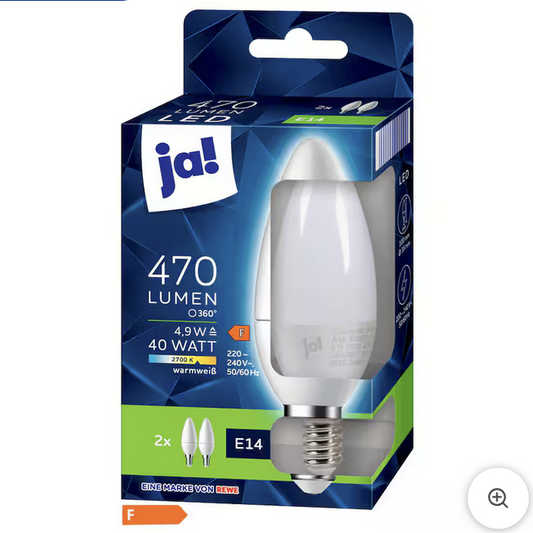ja! LED Kerze E14 470 Lumen 40 Watt 2 Stück