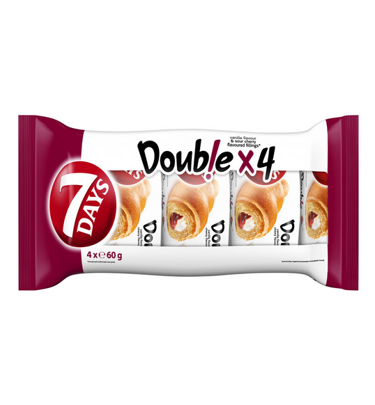 7Days Croissant mit Sauerkirsch-Frucht- und Vanille-Creme-Füllung 4x60g