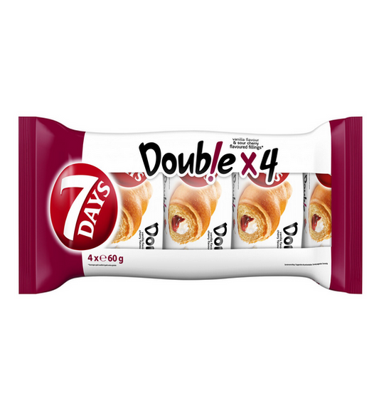 7Days Croissant mit Sauerkirsch-Frucht- und Vanille-Creme-Füllung 4x60g