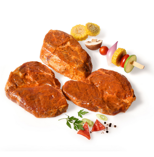 Schweinenackensteaks mariniert frisch 5xca.200g