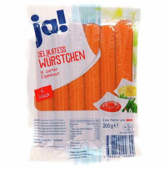 ja! 6 Würstchen in Eigenhaut frisch 200g