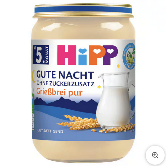 Bio Hipp Gute Nacht Bio Grießbrei pur ohne Zuckerzusatz 190g