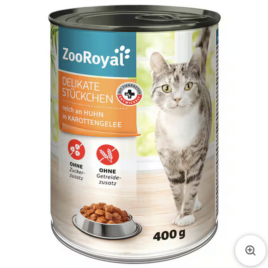 ZooRoyal Delikate Stückchen mit Hühnchen in Karottengelee 400g