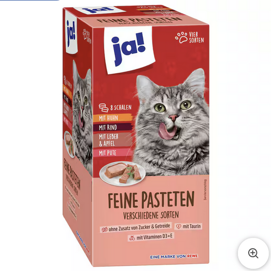 ja! Katzenfutter Feine Pasteten 4 Sorten 8x100g