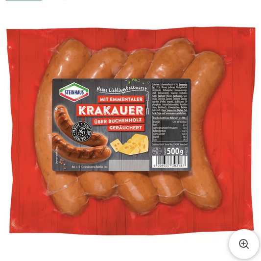 Steinhaus Krakauer mit Emmentaler geräuchert