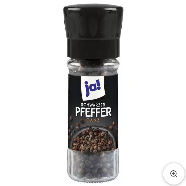 ja! Pfeffer Mühle schwarz ganz 50g